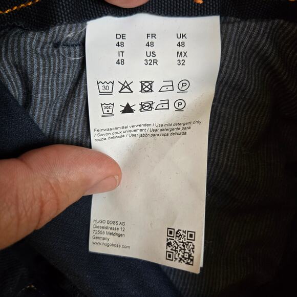 Hugo Boss Orange Corduroy Pants Mens 32x32 Slim Fit Blue Button Flap - Picture 3 of 11